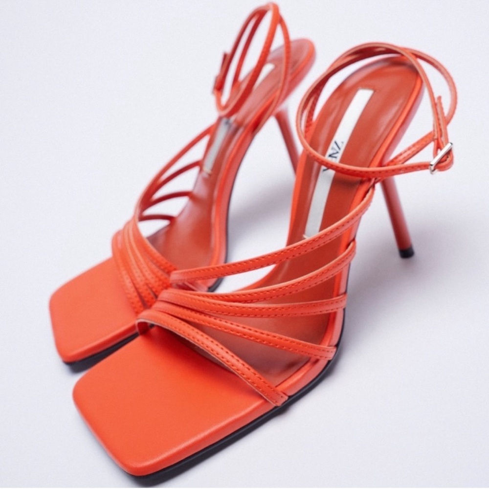 Zara Orange Strappy Heels